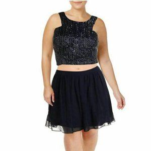 B Darlin Junior 5/6 Navy 2 Pc Dress NWT BW38